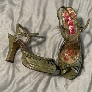 Olive Green Heeled Sandals